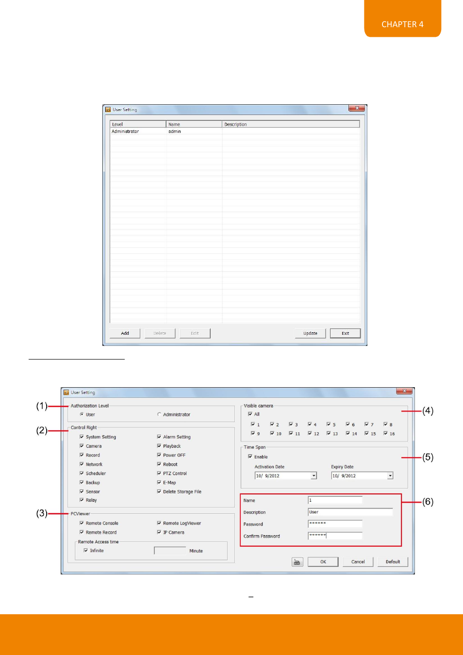 6 user setting, User setting | AVer EH6216H+ user manual User Manual | Page 133 / 157