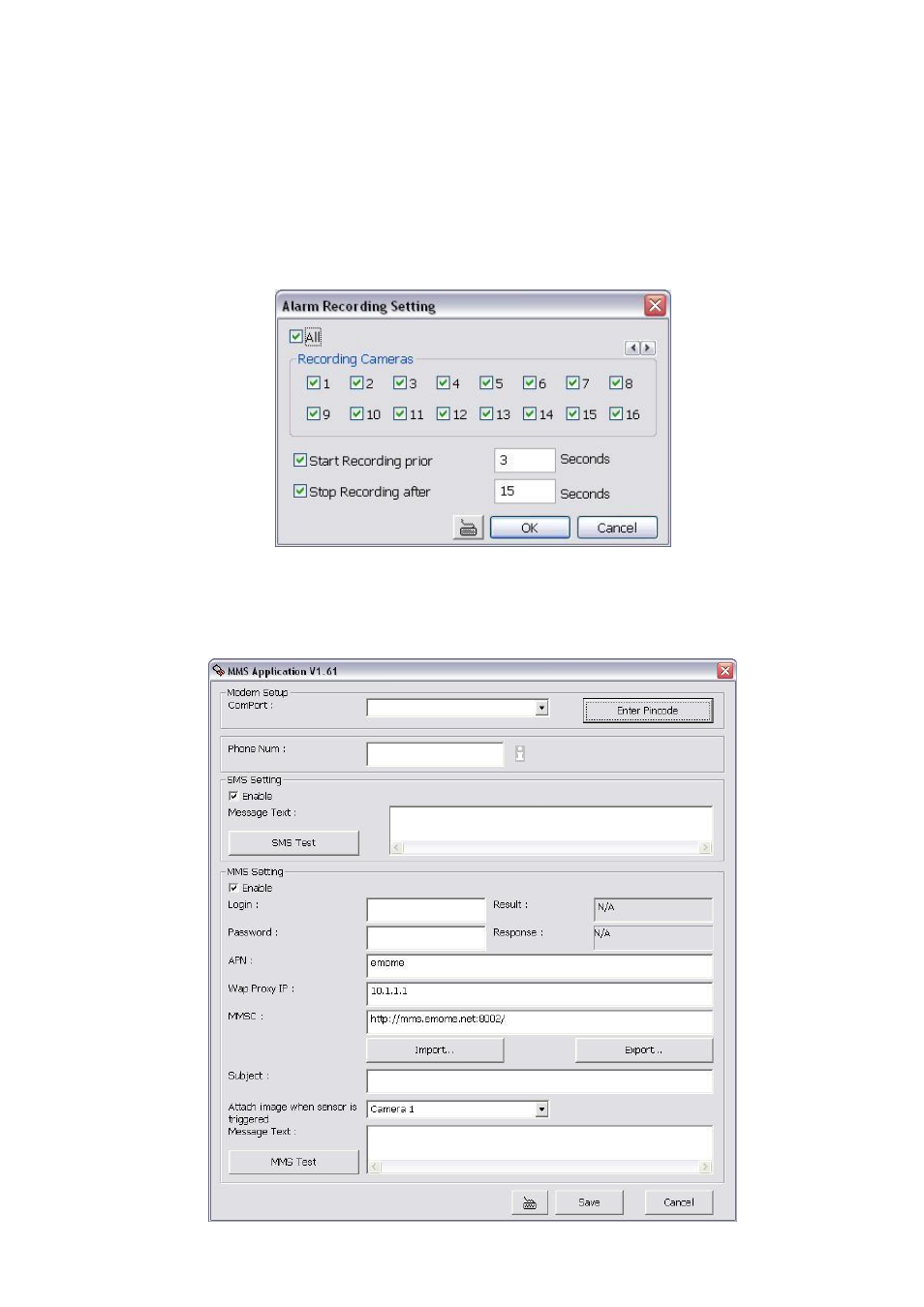 5 to setup alarm recording setting, 6 to setup sms/mms setting, Chapter 4.9.6) | AVer IWH3216 Touch3216 Touch II user manual User Manual | Page 106 / 179