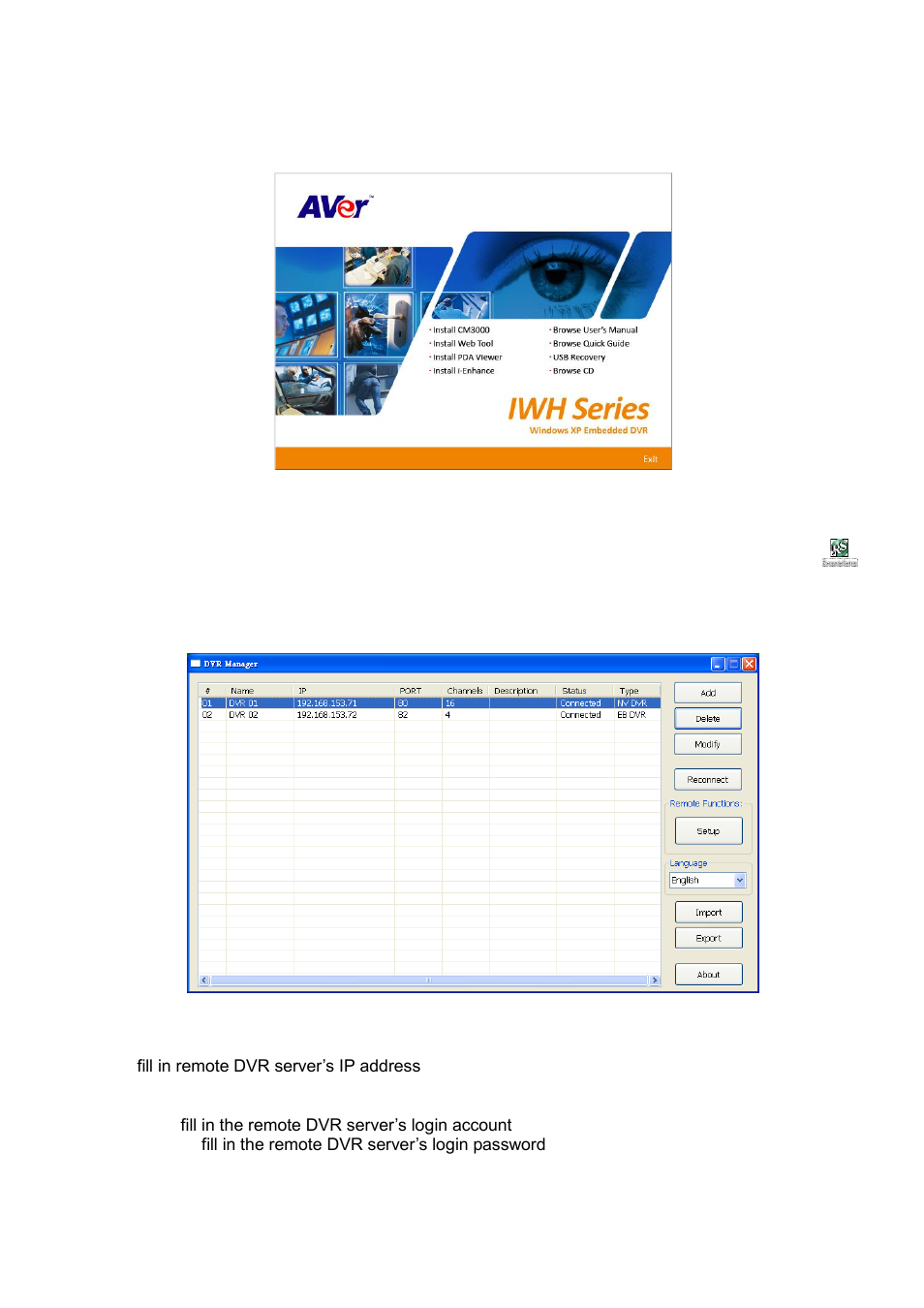 Chapter 8, Web tools, 1 remote setup | 1 to add dvr server, Chapter 8 web tools | AVer IWH3216 Touch3216 Touch II user manual User Manual | Page 160 / 179