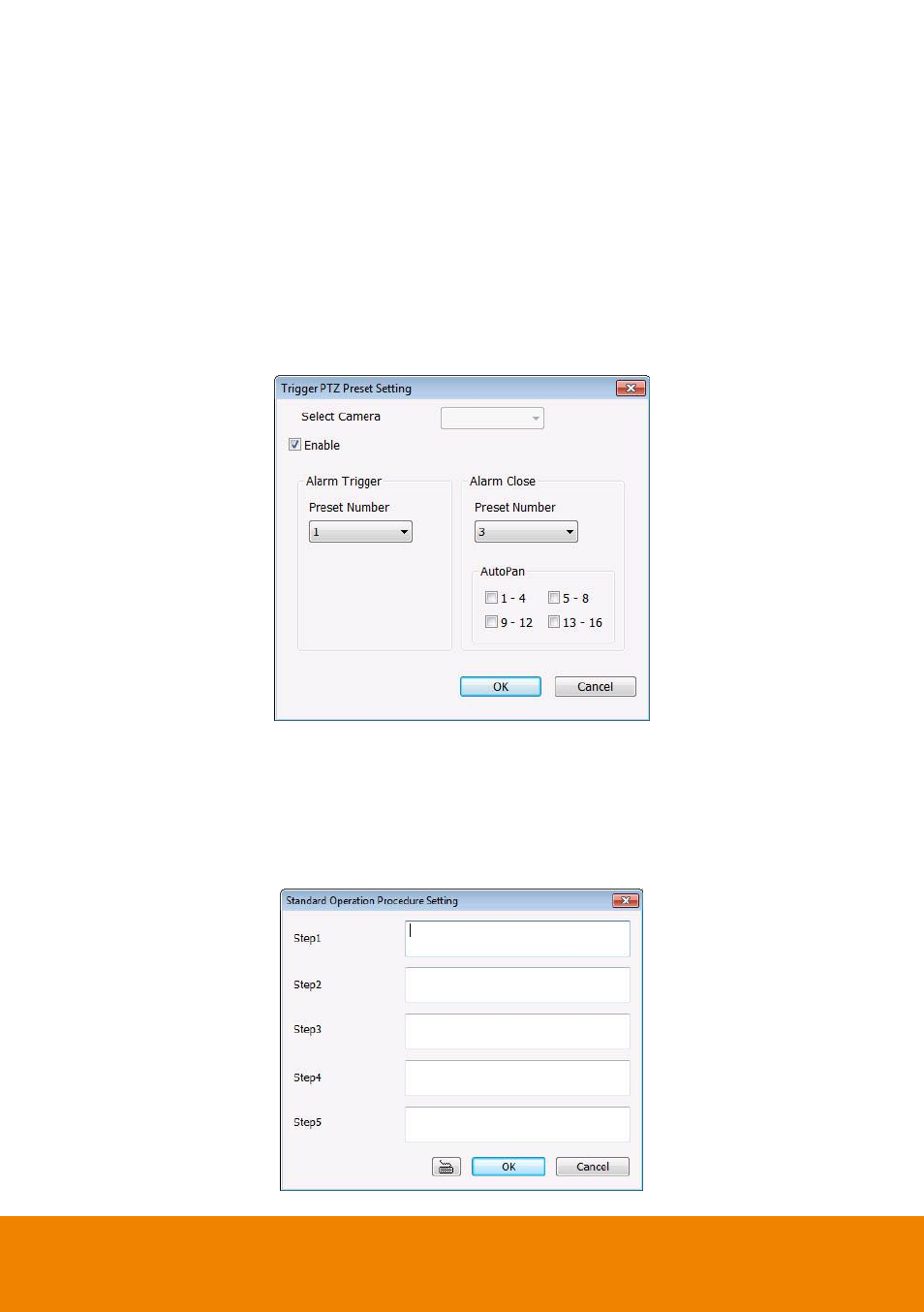 To setup ptz preset point, To setup alarm sop, Chapter 5.9.7 | Chapter 5.9.8, 7 to setup ptz preset point, 8 to setup alarm sop | AVer IWH5000 series User Manual | Page 157 / 247