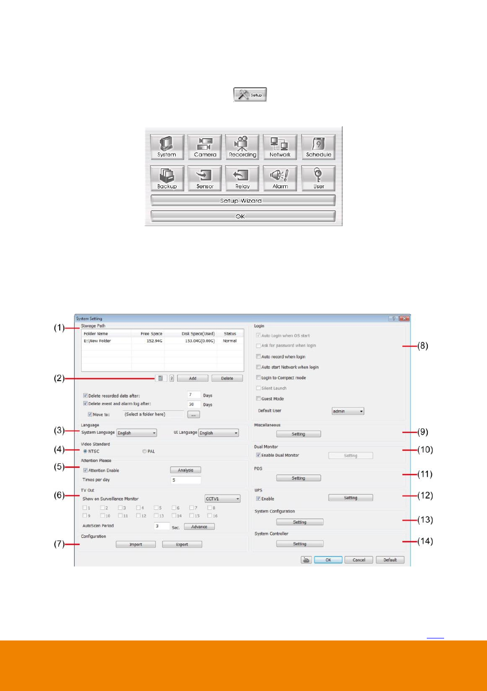 Chapter 5, Customizing the dvr system, System setting | Chapter 5 customizing the dvr system, 1 system setting | AVer IWH5000 series User Manual | Page 77 / 247