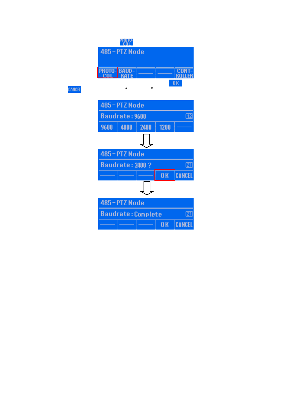 Setup the baudrate of the ptz camera | AVer SA series User Manual | Page 133 / 270