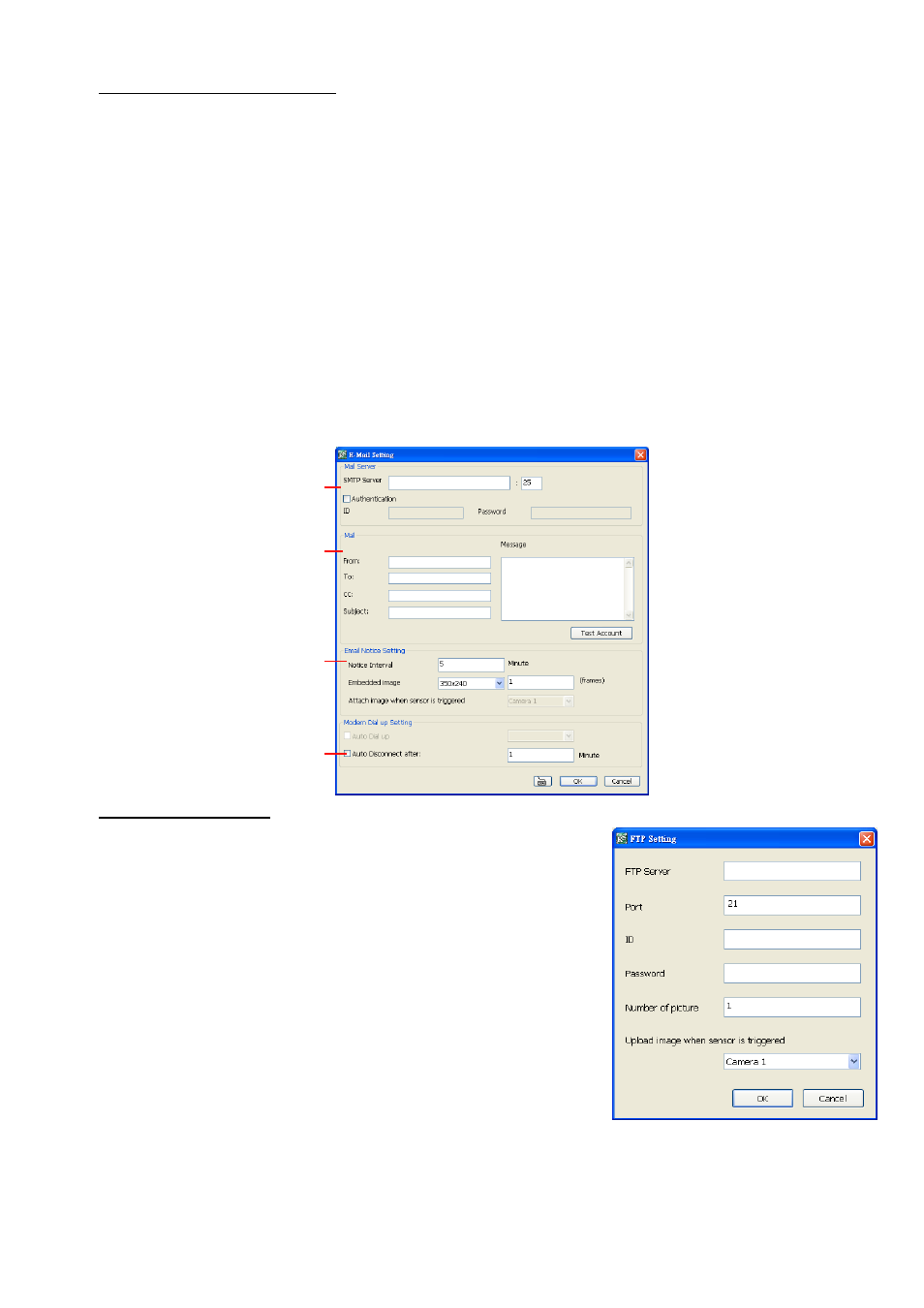 To setup send e-mail, Setup ftp | AVer SA series User Manual | Page 207 / 270