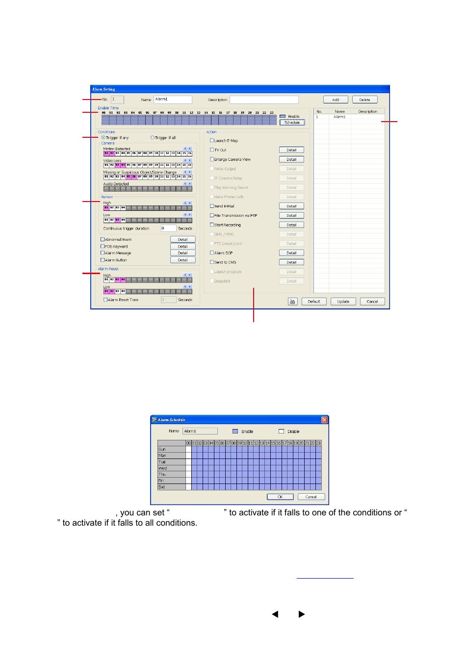 6 alarm setting, Alarm setting | AVer SA series User Manual | Page 243 / 270