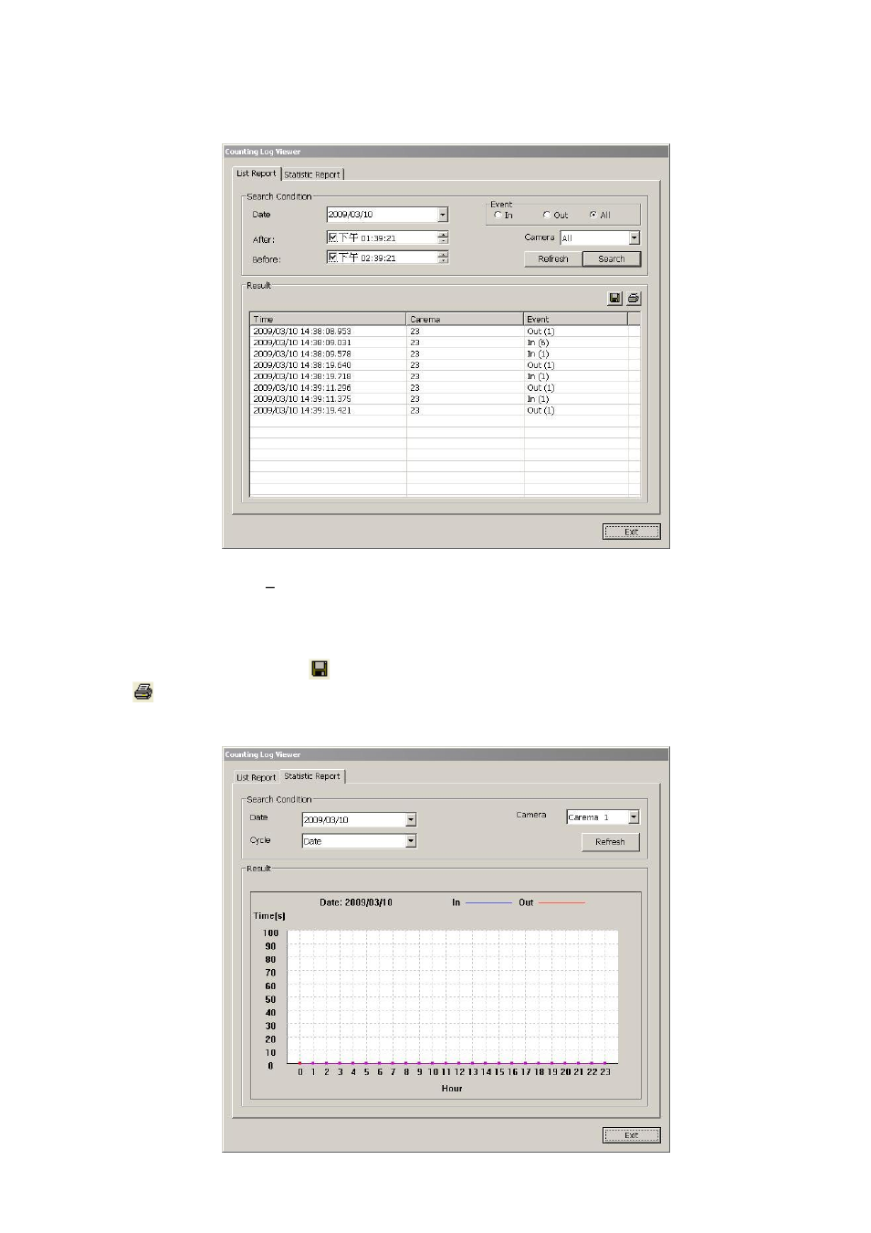 2 using counting log viewer, Using counting log viewer, Chapter 3.2.1.2 | AVer SA series User Manual | Page 47 / 270