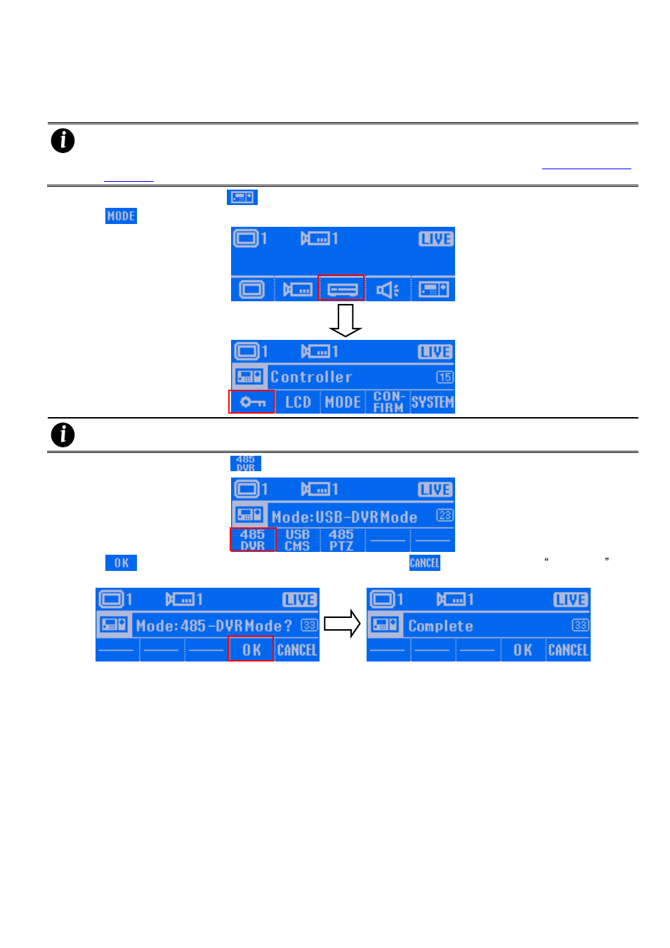 6 switching to 485 dvr mode, Switching to 485 dvr mode, Switch to 485 dvr mode | AVer SA series User Manual | Page 95 / 270