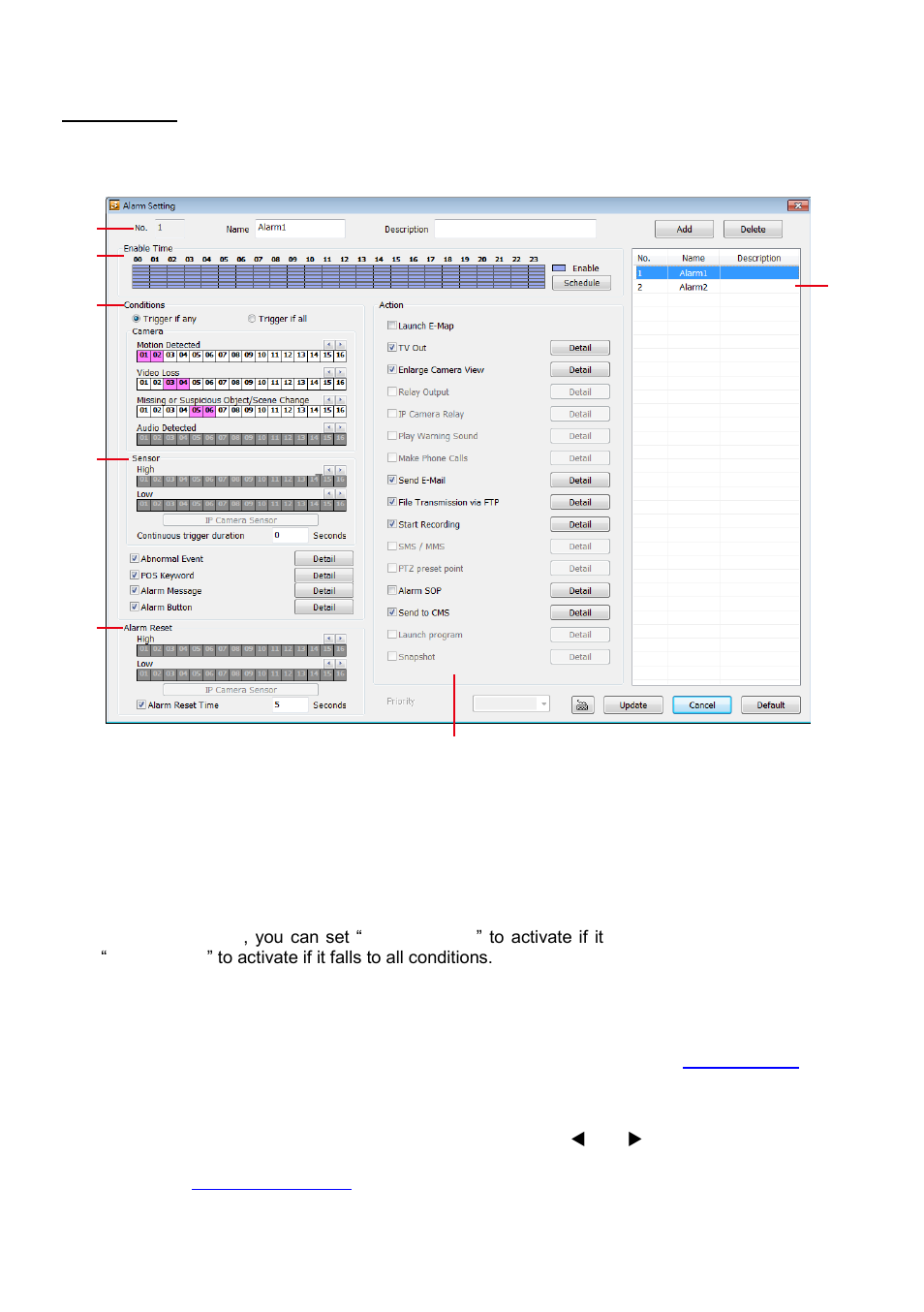 Alarm setting | AVer NXU8000 User Manual | Page 224 / 277