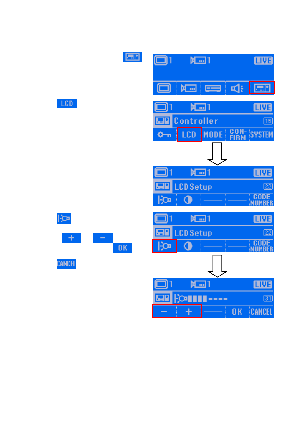 Adjusting the brightness of lcd screen | AVer System Contrll Pro User Manual (NV version) User Manual | Page 58 / 88