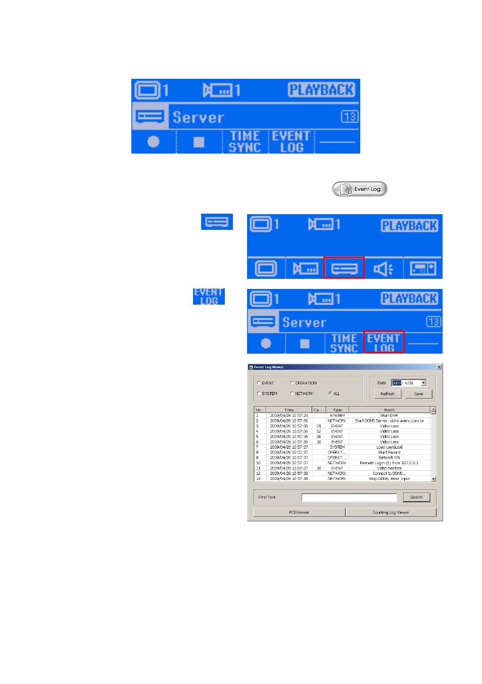 Server setup, Open event log viewer | AVer System Contrll Pro User Manual (NV version) User Manual | Page 65 / 88