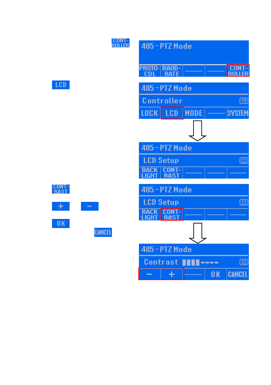 Adjusting the contrast of lcd screen | AVer System Contrll Pro User Manual (NV version) User Manual | Page 86 / 88