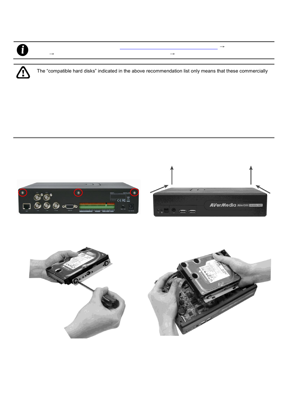 Setting up the dvr unit, Installing the hard disk, 4 setting up the dvr unit | 1 installing the hard disk | AVer EB3004 NET & NET+ User Manual | Page 10 / 89