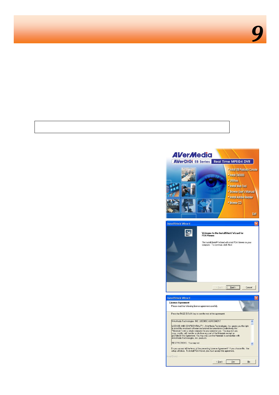 Using handyviewer and javaviewer, Using pdaviewer to access dvr server, To install pdaviewer thru activesync | Using handyviewer and javaviewer chapter, 1 using pdaviewer to access dvr server | AVer EB3004 NET & NET+ User Manual | Page 82 / 89