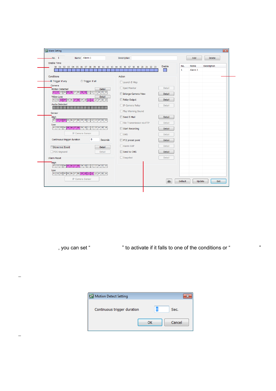 Alarm setting, 3 alarm setting | AVer EXR5016_series user manual User Manual | Page 116 / 186