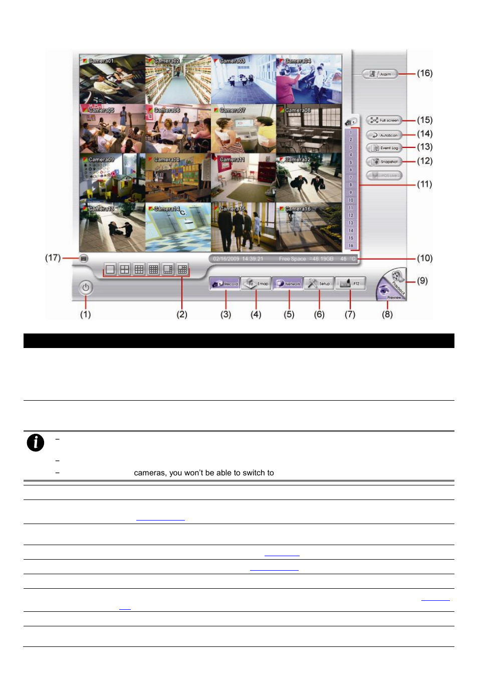 Familiarizing the buttons in preview mode, 2 familiarizing the buttons in preview mode | AVer EXR5016_series user manual User Manual | Page 42 / 186