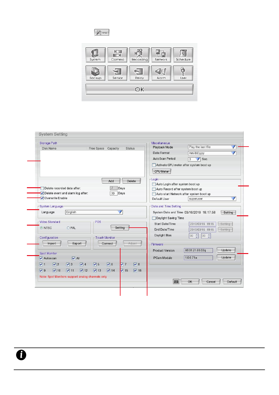 Chapter 3, Customizing the dvr system, System setup | Chapter 3 customizing the dvr system, 1 system setup | AVer EXR5016_series user manual User Manual | Page 55 / 186