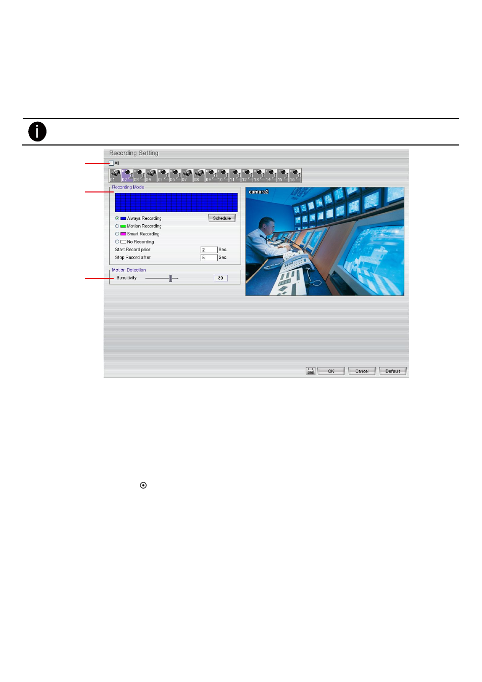 Recording setup, Setup ip camera record setting, 3 recording setup | 1 setup ip camera record setting | AVer EXR5016_series user manual User Manual | Page 69 / 186