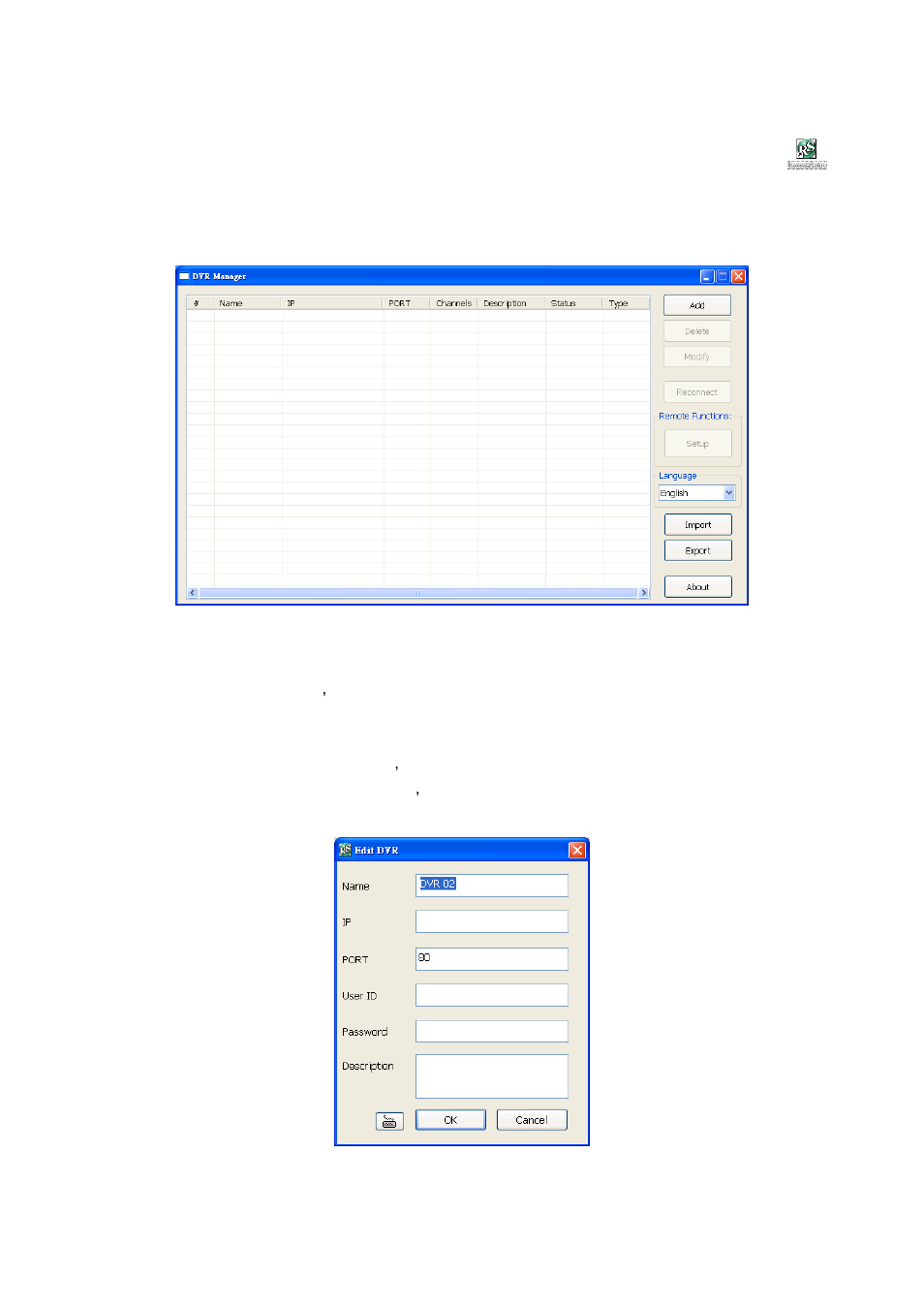 Remote setup, To add dvr server, 1 to add dvr server | AVer EXR6004-WiFi User Manual | Page 94 / 111