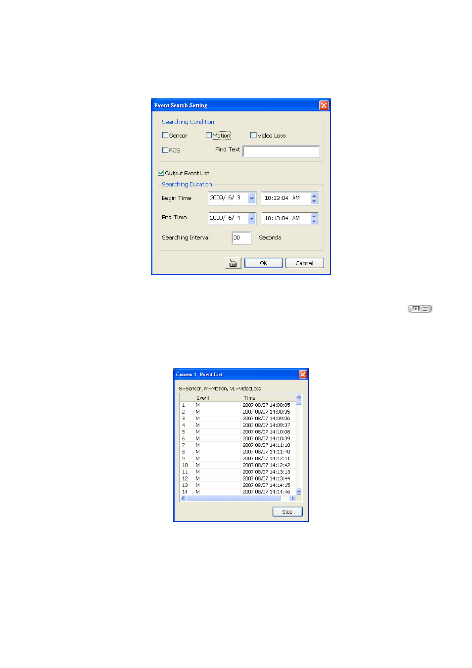 Using the event search, Chapter 2.6.7, 7 using the event search | AVer MXR6008 User Manual | Page 39 / 149