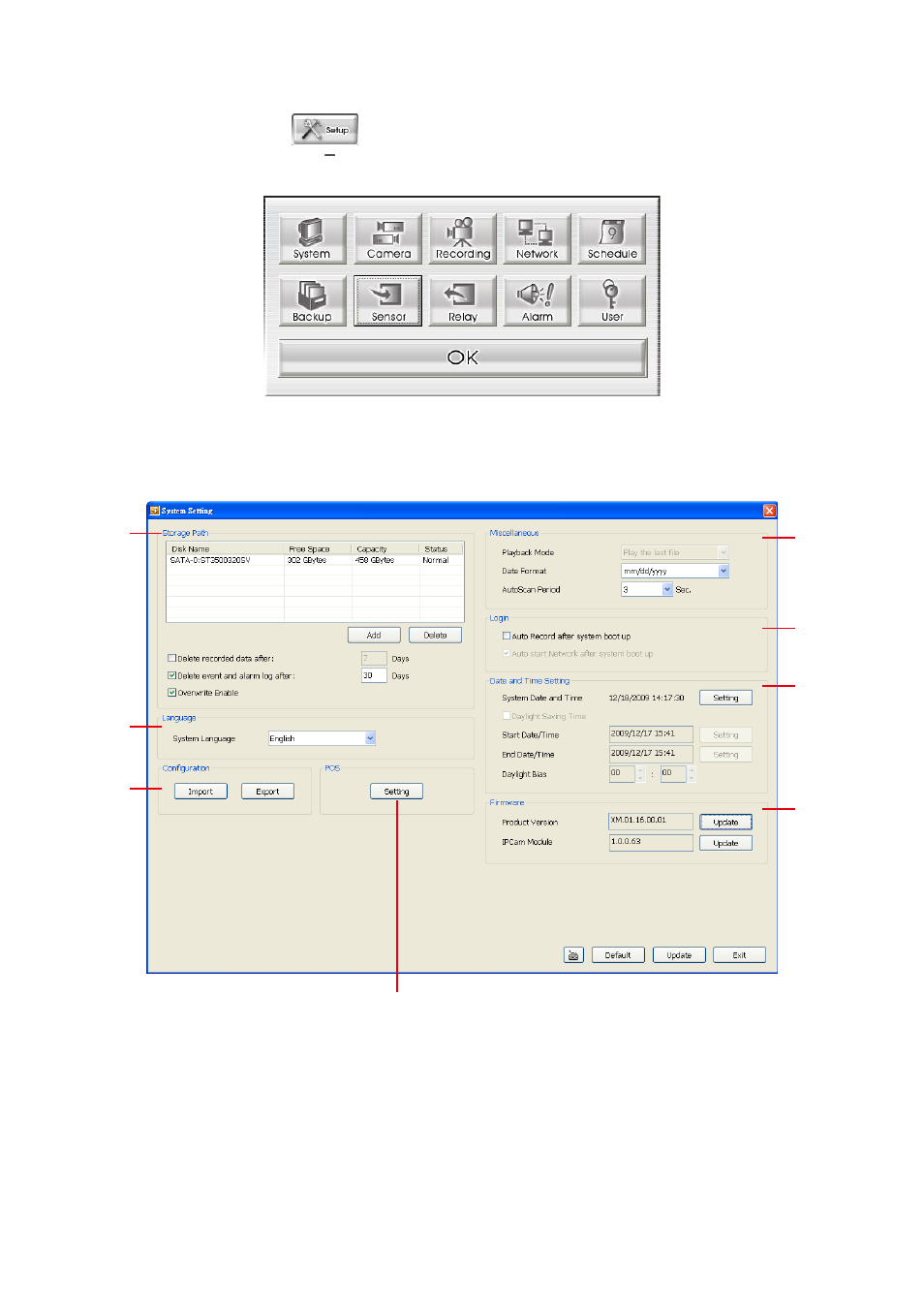 Server setup mode, System setting, 2 server setup mode | 3 system setting | AVer MXR6008 User Manual | Page 45 / 149