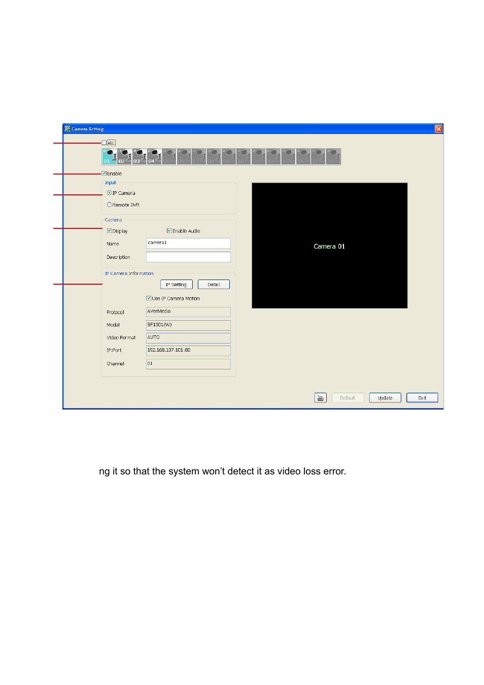Camera setting, To setup ip camera, 4 camera setting | 1 to setup ip camera | AVer MXR6008 User Manual | Page 49 / 149