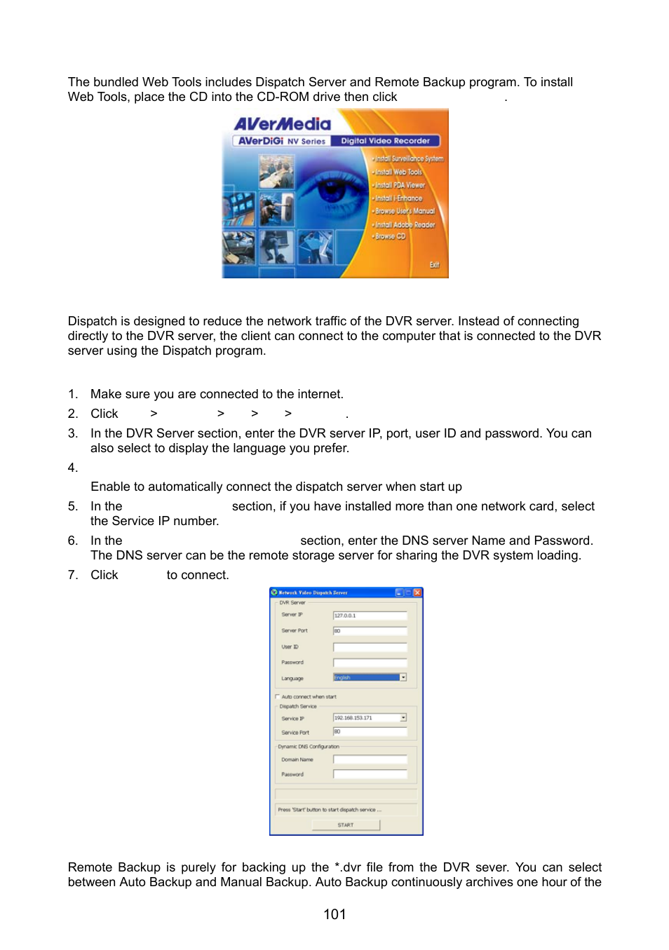 Chapter 11 web tools, 1 dispatch server, 2 remote backup | Chapter 11, Web tools, Dispatch server, Remote backup | AVer NX8000 User Manual | Page 108 / 116