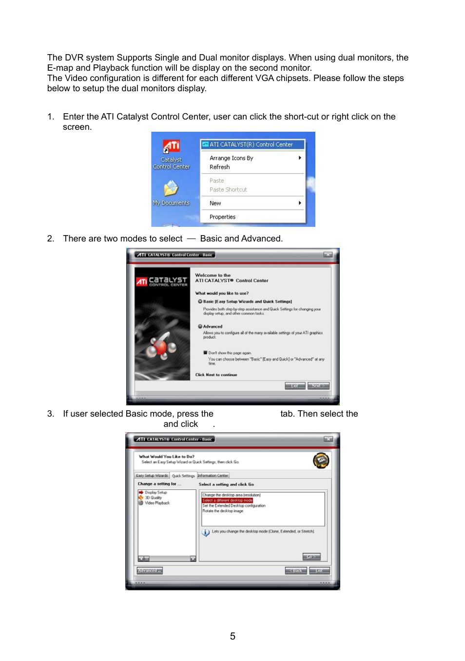 6 dual monitors setup, 1 graphic card with ati chipset, Dual monitors setup | Graphic card with ati chipset | AVer NX8000 User Manual | Page 12 / 116