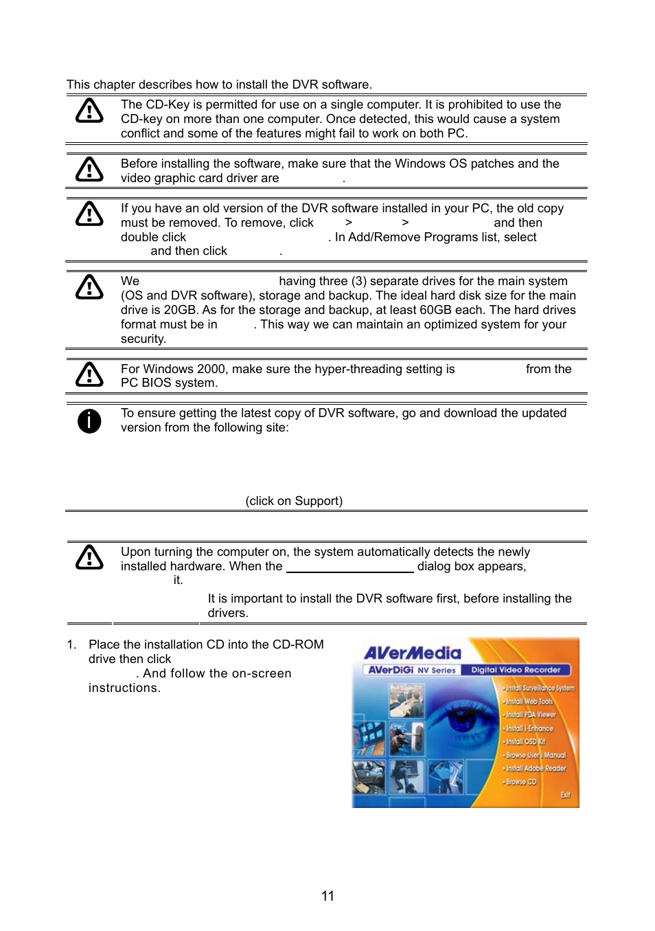 1 installing dvr software in windows xp/2000, Chapter 3, Software installation | Installing dvr software in windows xp/2000 | AVer NX8000 User Manual | Page 18 / 116