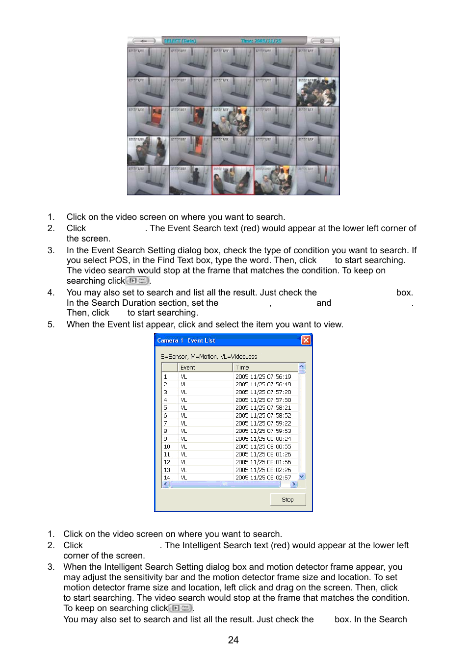 11 to search using the event search, 12 to search using the intelligent search, To search using the event search | To search using the intelligent search, Chapter 4.11, Chapter | AVer NX8000 User Manual | Page 31 / 116