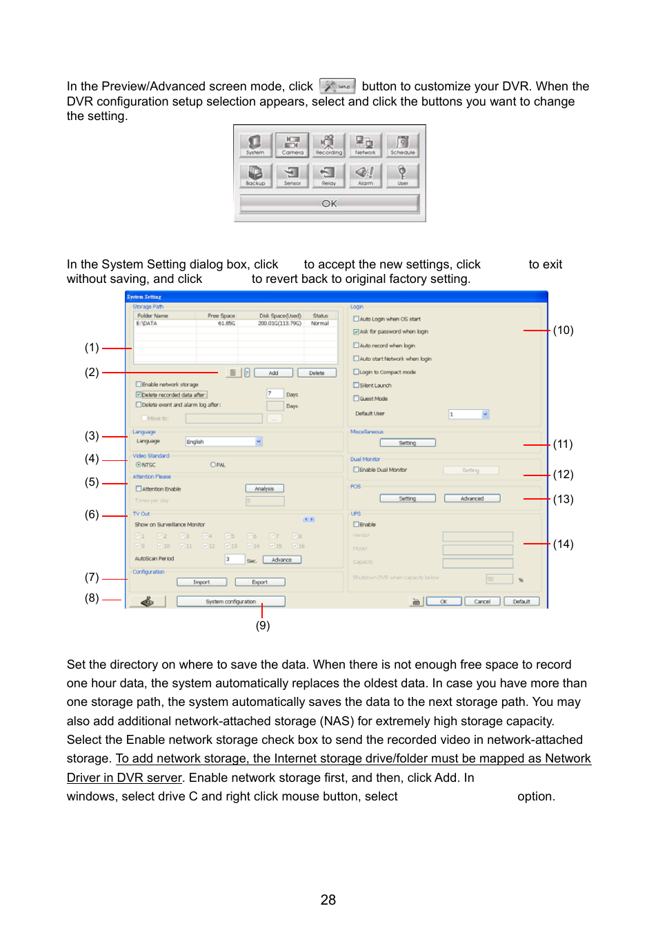 Chapter 5 customizing the dvr system, 1 system setting, Chapter 5 | Customizing the dvr system, System setting | AVer NX8000 User Manual | Page 35 / 116