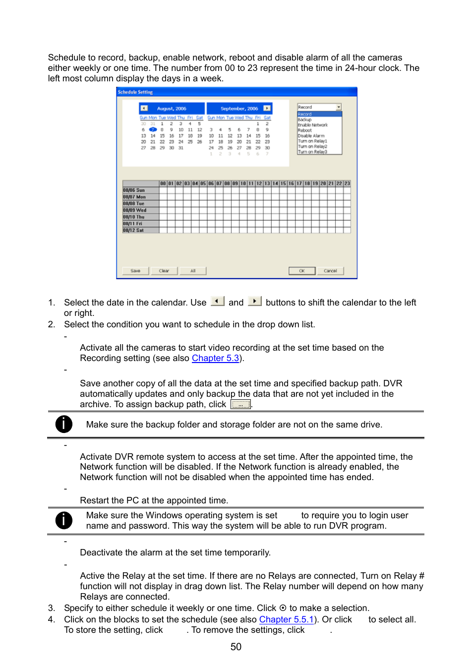 5 schedule setting, Schedule setting | AVer NX8000 User Manual | Page 57 / 116
