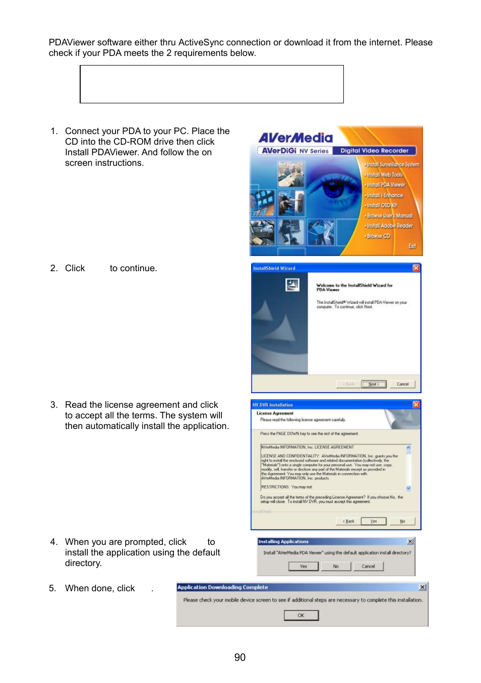 To install pdaviewer thru activesync | AVer NX8000 User Manual | Page 97 / 116