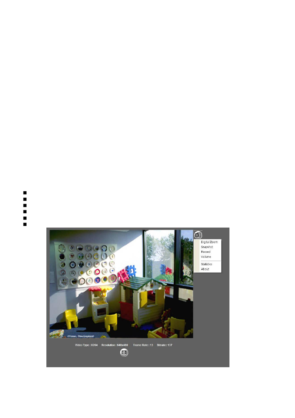 Way audio, Full screen, Status bar | Monitor image, Activex control | AVer SF0311H-Z10 IP Cam User Manual | Page 26 / 82