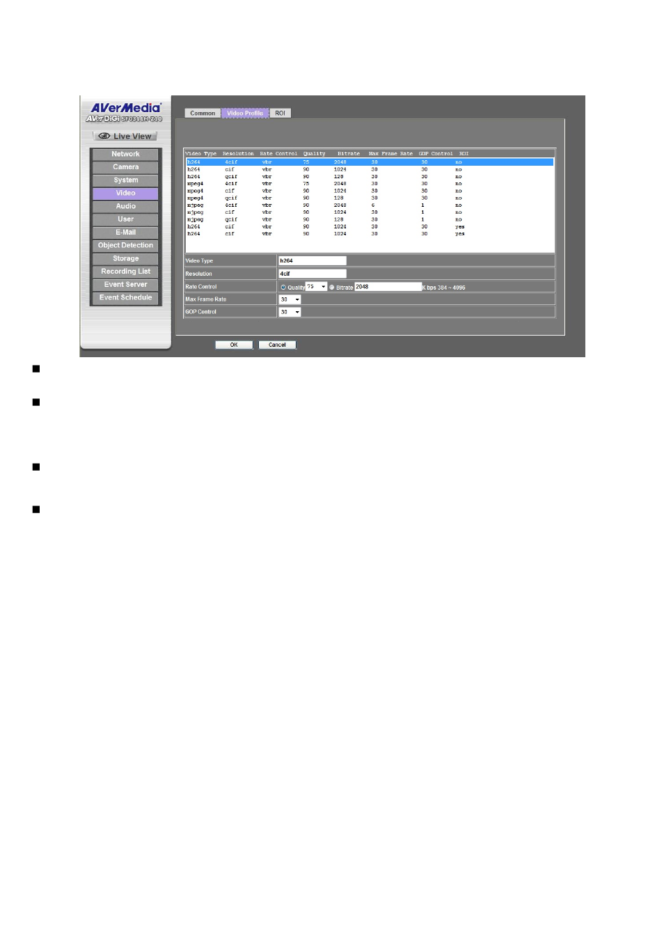 Video profile | AVer SF0311H-Z10 IP Cam User Manual | Page 47 / 82