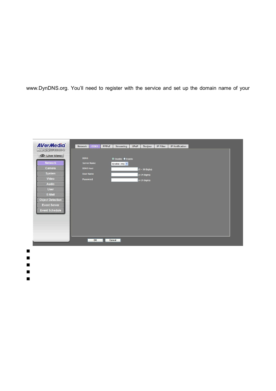 Ddns service | AVer SF1311H-D User Manual | Page 26 / 76