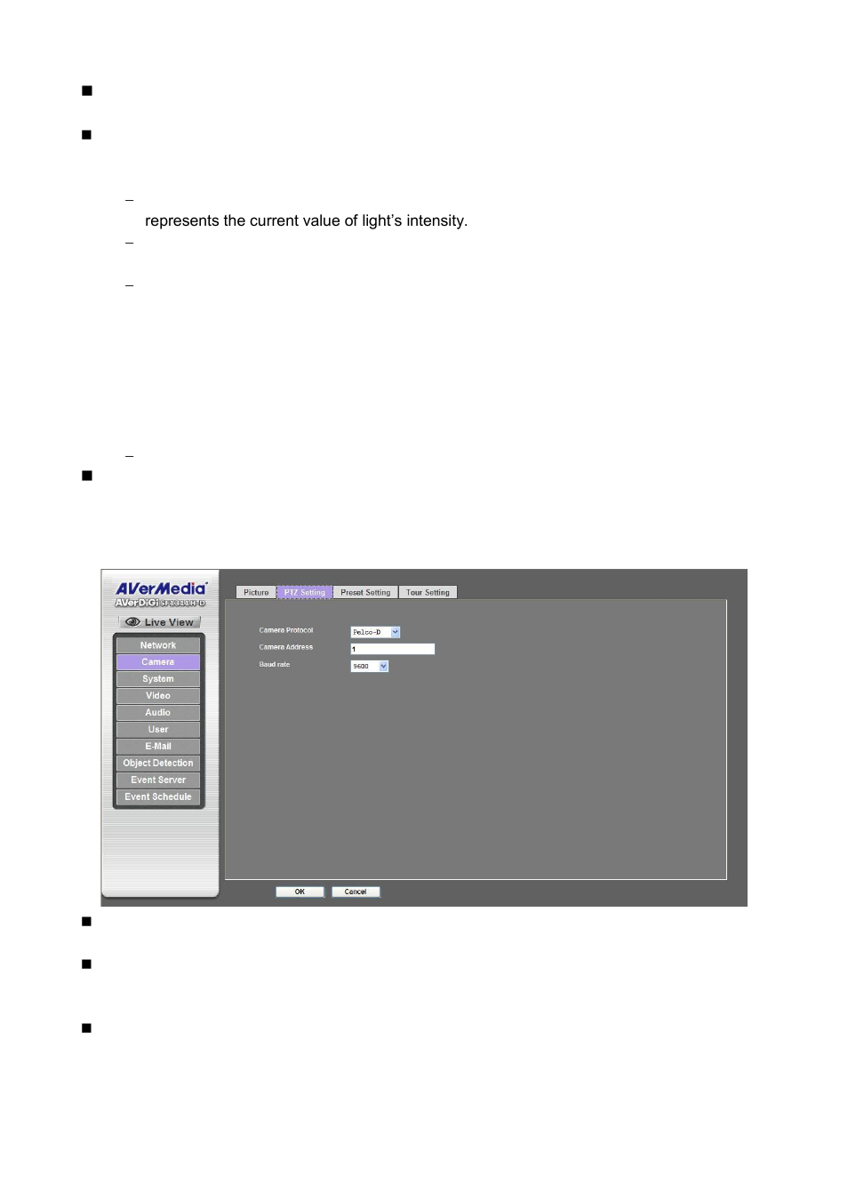 Ptz setting | AVer SF1311H-D User Manual | Page 34 / 76