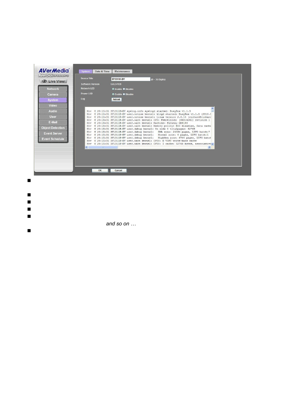 System: configure and maintain system, System | AVer SF1311H-D User Manual | Page 36 / 76