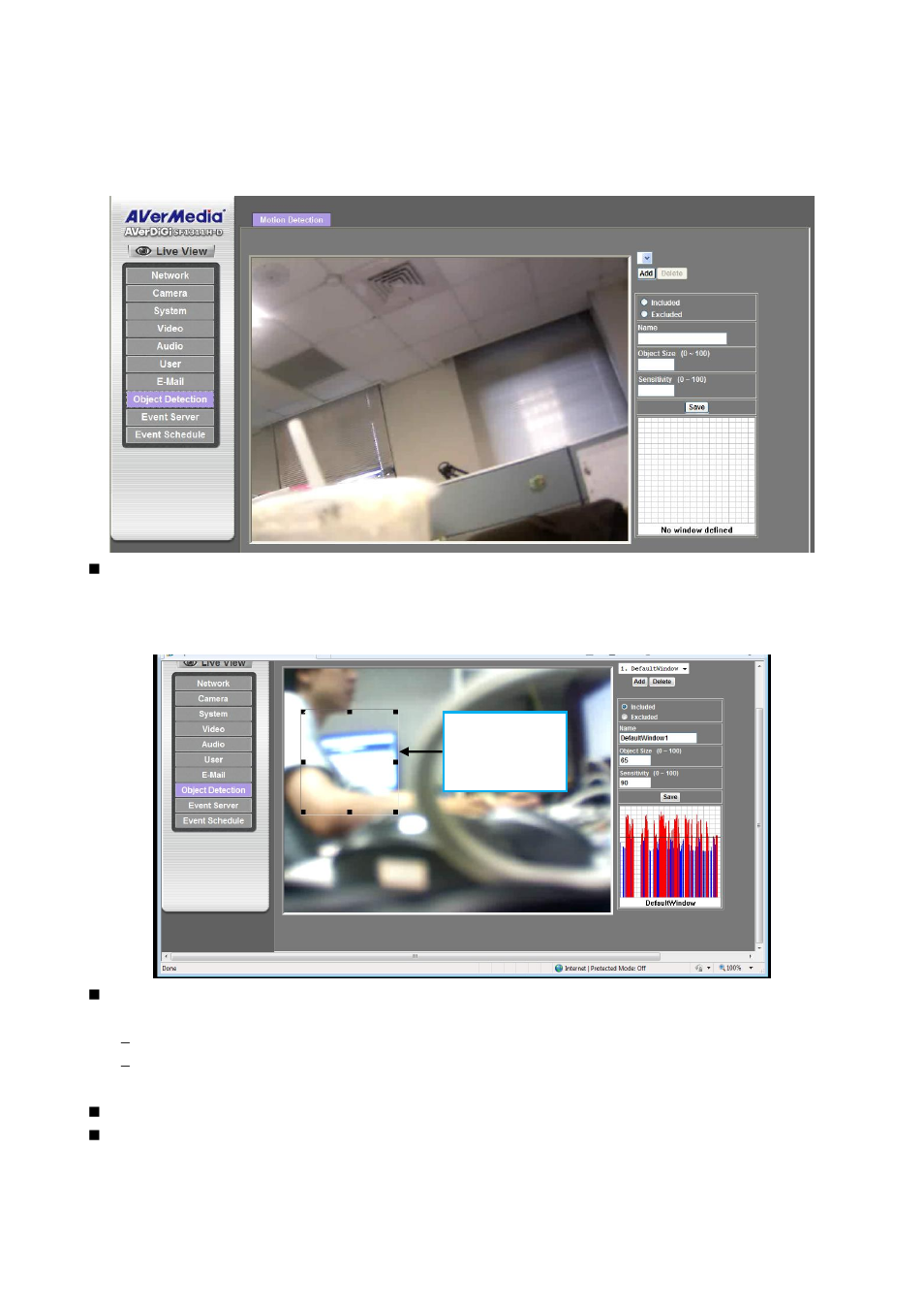 Object detection: setup object detection | AVer SF1311H-D User Manual | Page 45 / 76