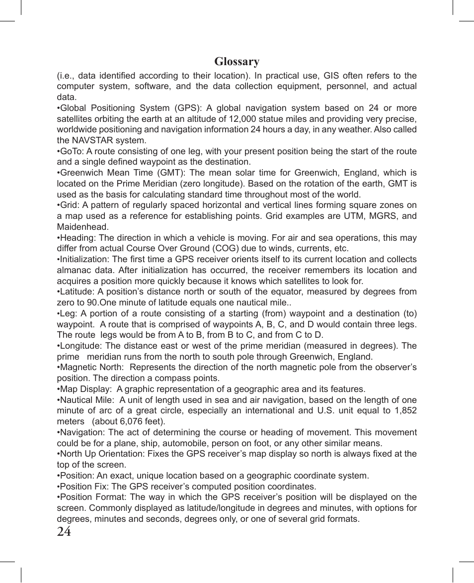 Glossary | Bushnell 362000 User Manual | Page 24 / 28