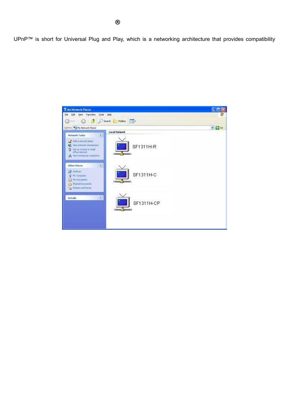 Using upnp of windows, Xp or vista | AVer SF1311H-R User Manual | Page 14 / 77