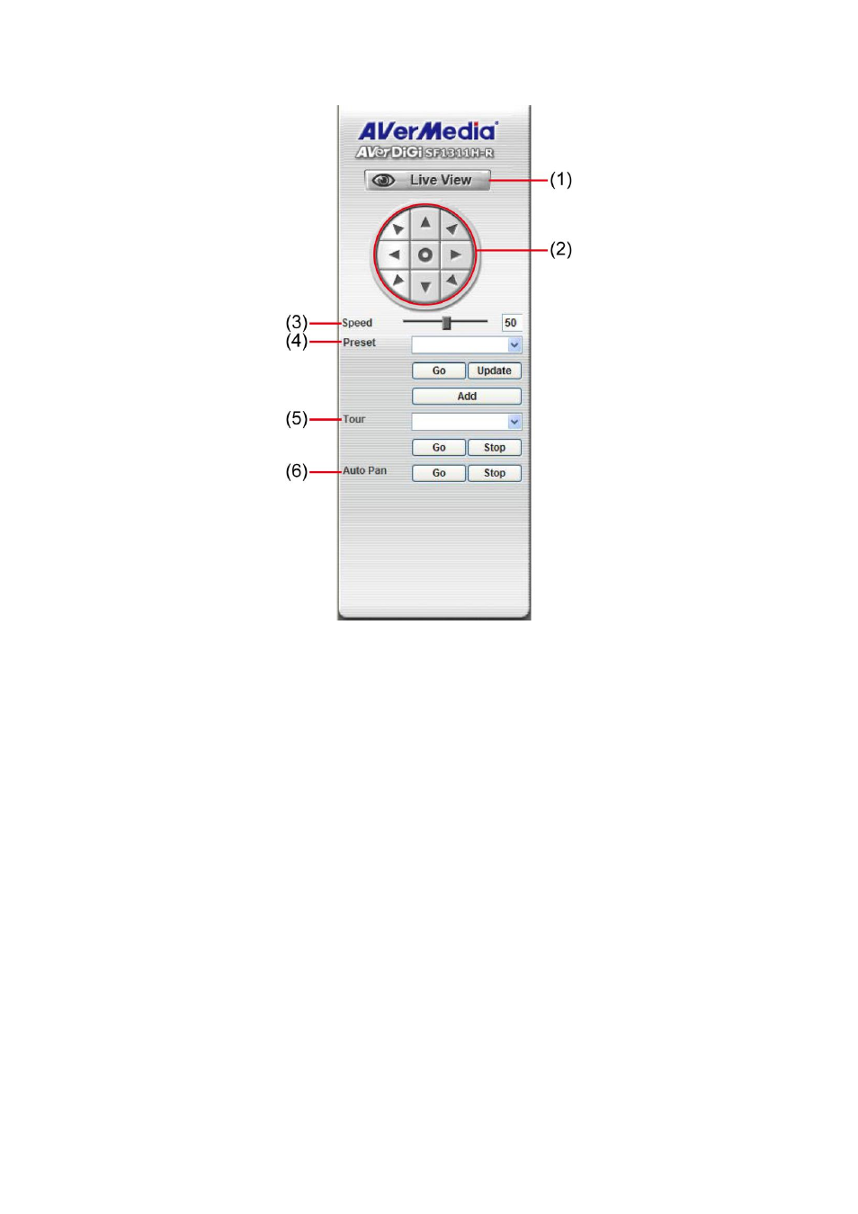 Ptz control 2-way audio full screen status bar, Ptz control, Way audio | Full screen, Status bar | AVer SF1311H-R User Manual | Page 19 / 77