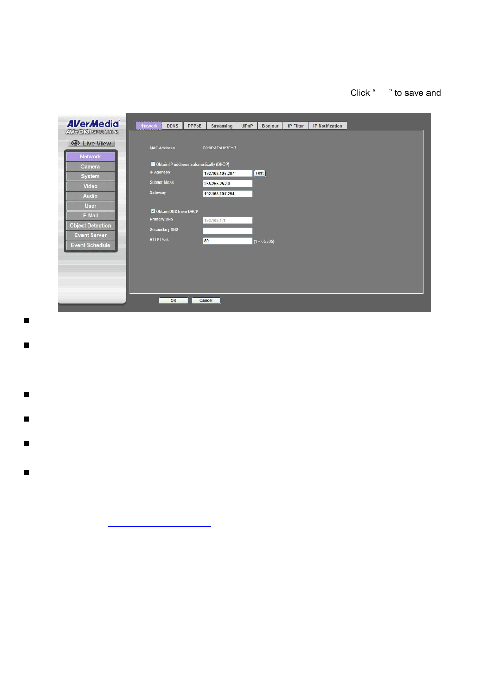 Network: configure network settings, Network ddns service, Network | Ddns service | AVer SF1311H-R User Manual | Page 25 / 77