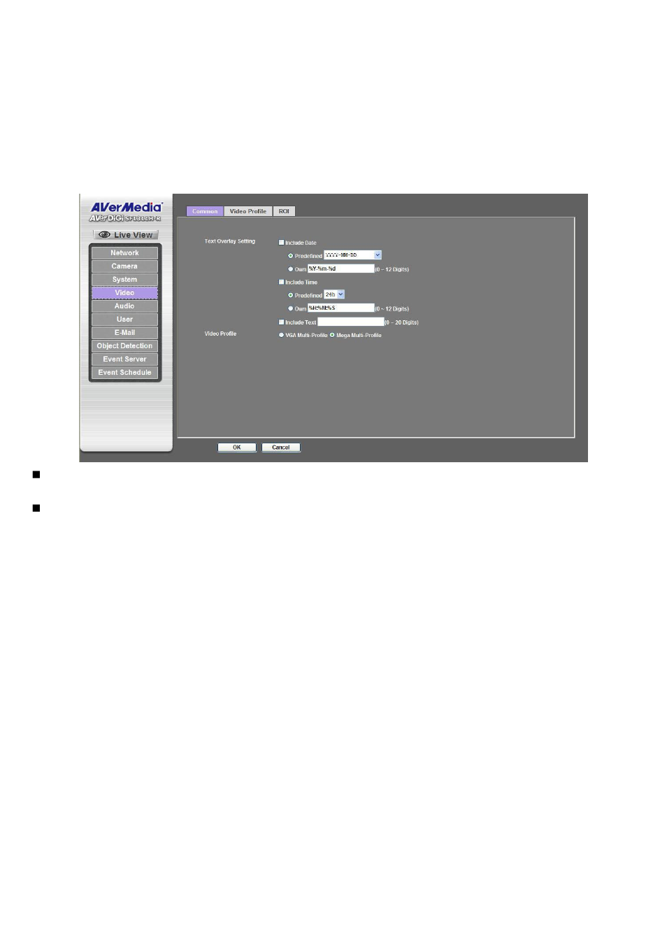 Video: configure profile, Common | AVer SF1311H-R User Manual | Page 40 / 77