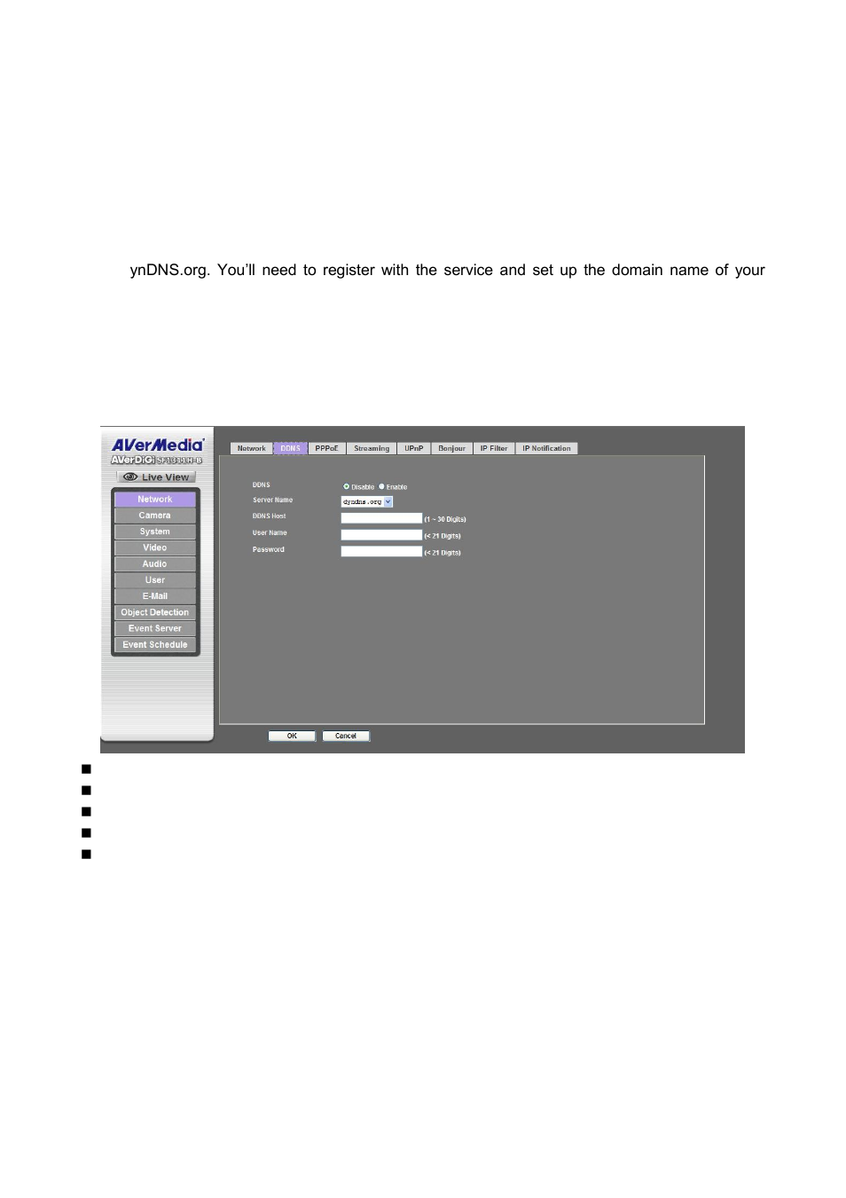 Ddns service | AVer SF1311H-B User Manual | Page 25 / 75