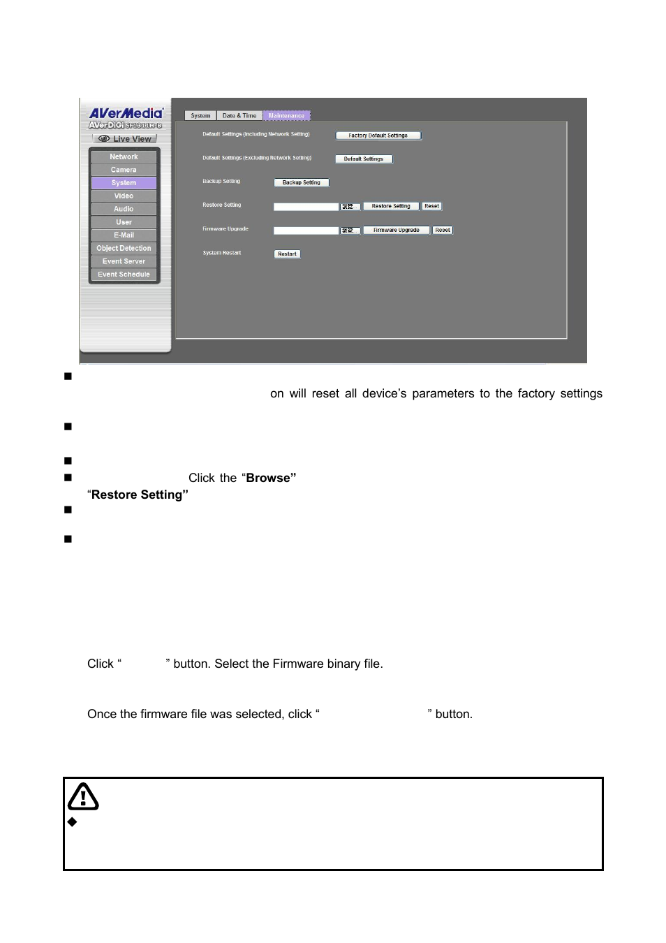 Maintenance, Warning | AVer SF1311H-B User Manual | Page 37 / 75