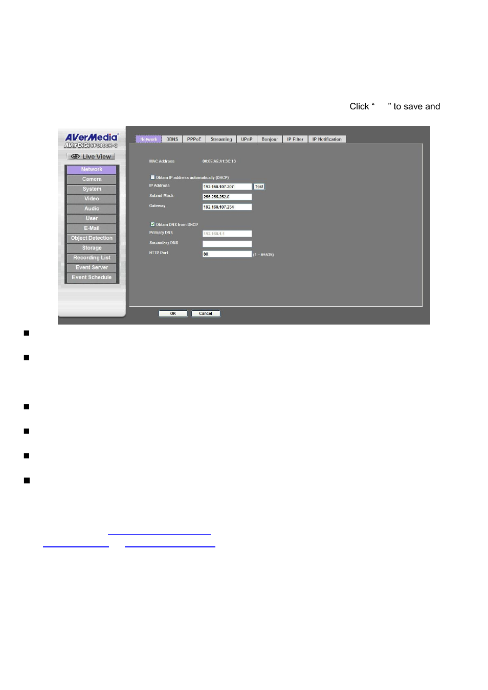 Network: configure network settings, Network | AVer SF1311H-C User Manual | Page 26 / 77