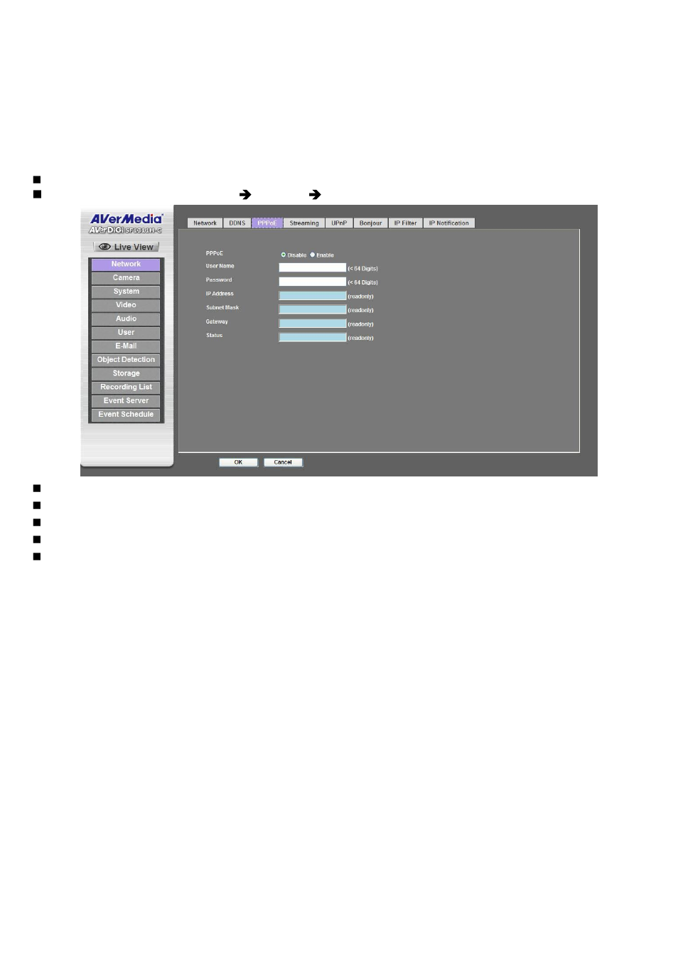 Pppoe | AVer SF1311H-C User Manual | Page 30 / 77