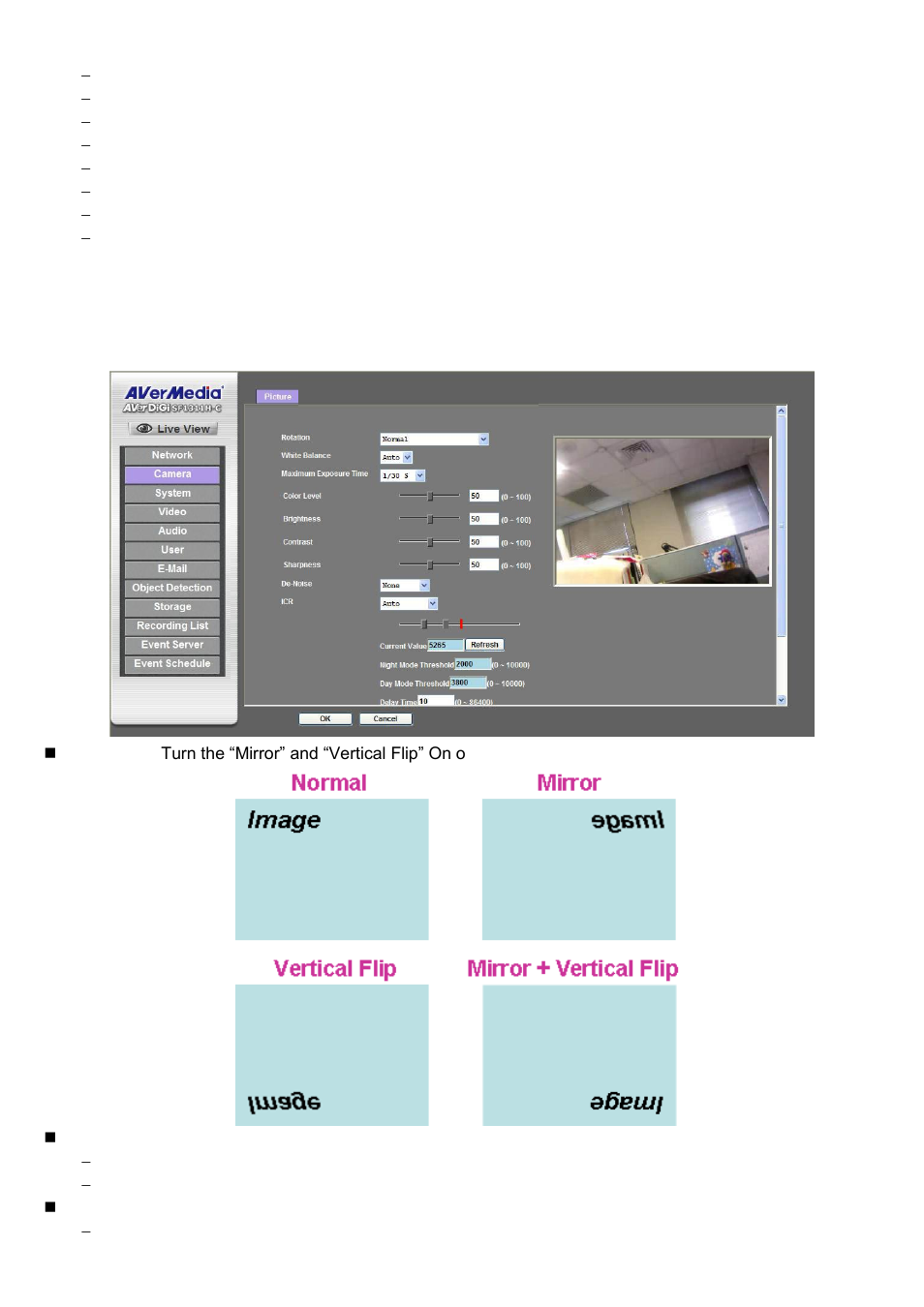 Camera: adjust camera parameters, Picture | AVer SF1311H-C User Manual | Page 35 / 77