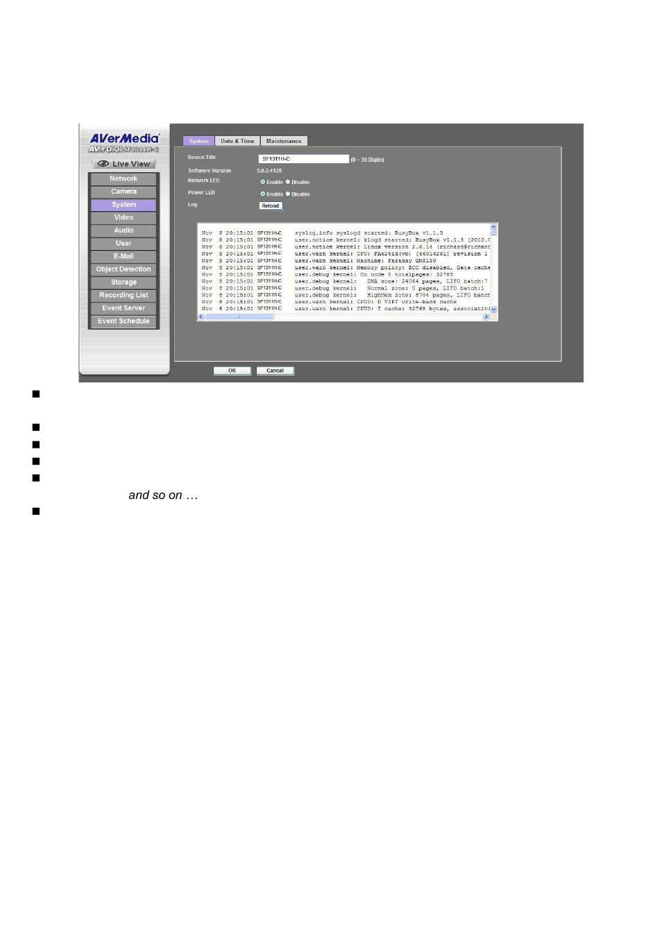 System: configure and maintain system, System | AVer SF1311H-C User Manual | Page 37 / 77