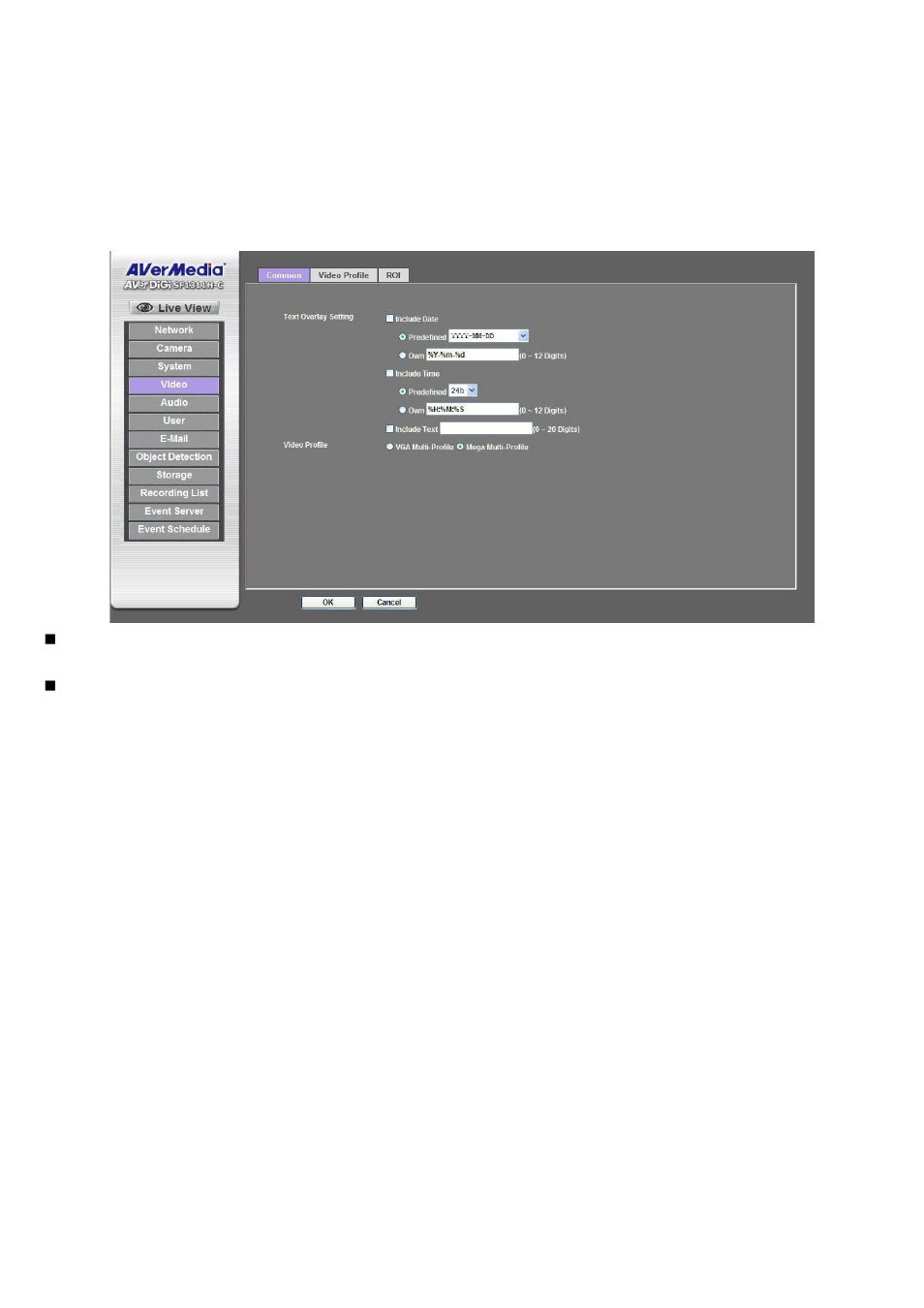 Video: configure profile, Common | AVer SF1311H-C User Manual | Page 40 / 77