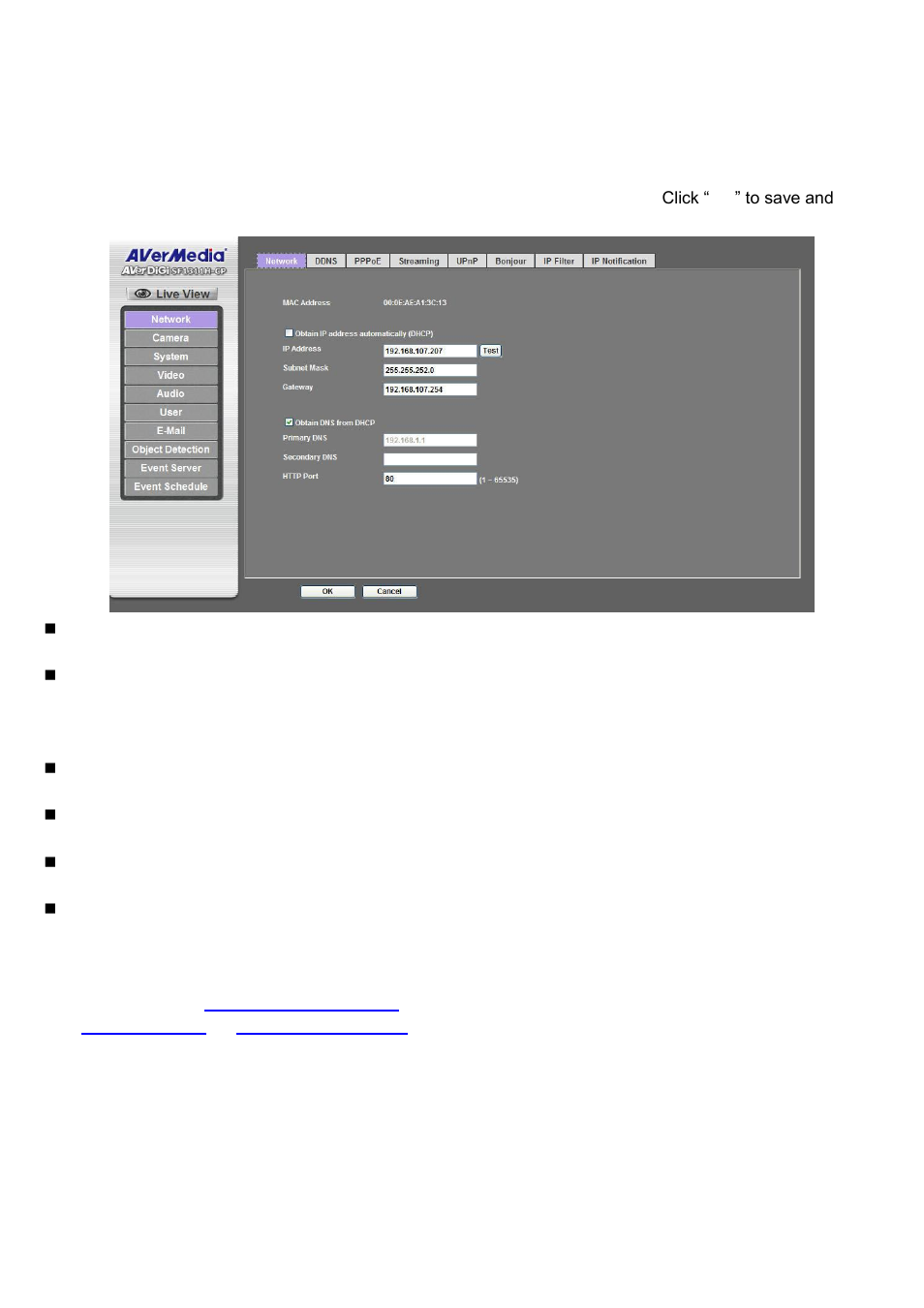 Network: configure network settings, Network | AVer SF1311H-CP User Manual | Page 29 / 80